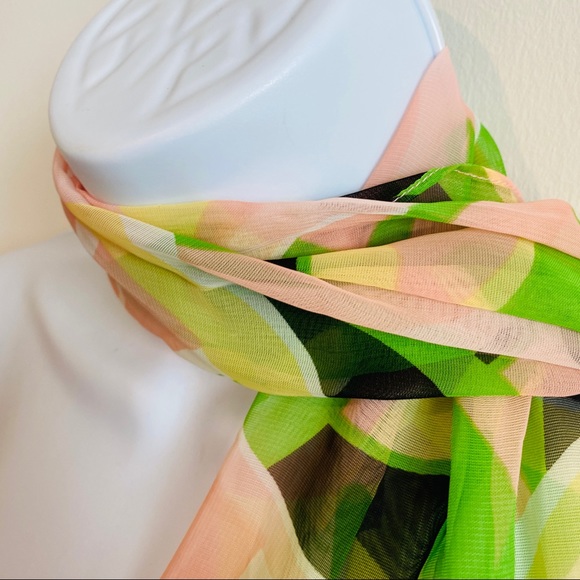 Vintage Sheer Multicolor Abstract Print Versatile Wear Scarf - Picture 12 of 15